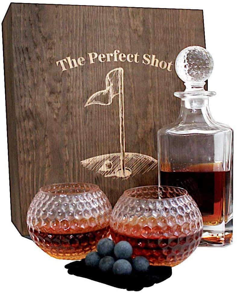 Golf Ball Whiskey Glass and Decanter Set